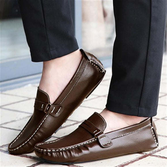Shoes - Men Genuine Leather Loafer Boat Shoes