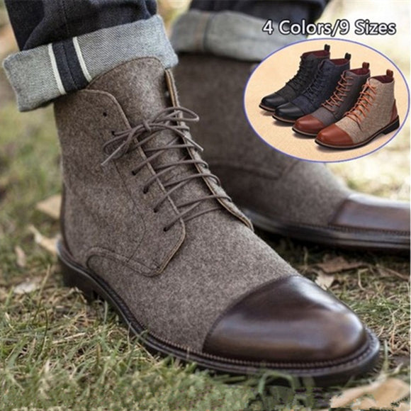 Men's Shoes - Large Size Casual Lace Up Oxfords Patchwork Shoes