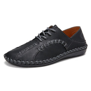 Men Hand Stitching Microfiber Leather Casual Shoes