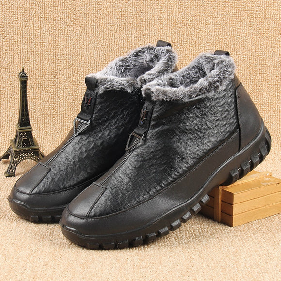 Kaaum Men Waterproof Plush Warm Lining Comfy Casual Ankle Boots