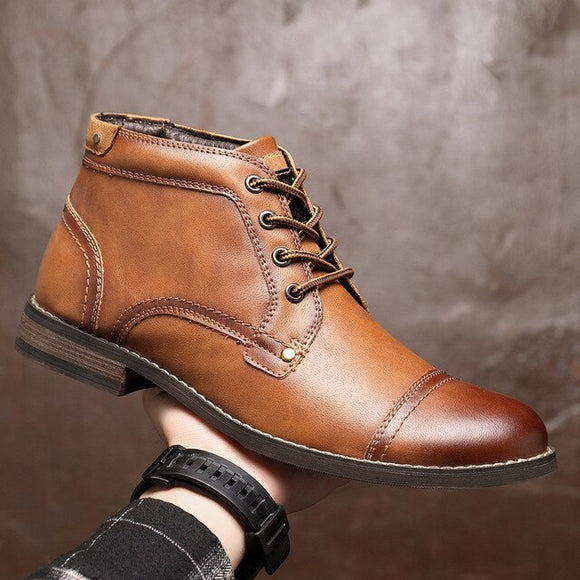 Kaaum Men's New Arrival Fashion Vintage Leather Boots