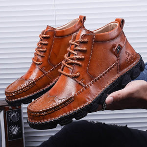 Kaaum Men's Plus Size Leather Ankle Boots