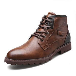 Kaaum Men's Leather Non-slip Wear-resistant Martin Boots