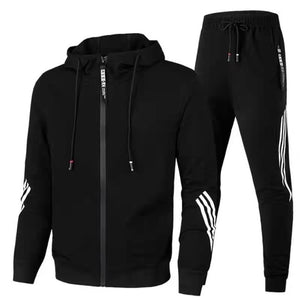 Men's Leisure Sports Striped Hoodies And Sweatpants Two Pieces Set