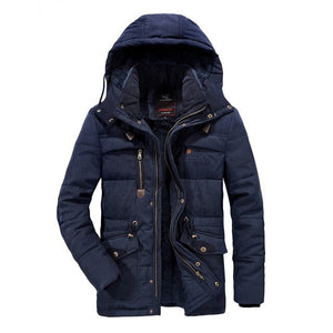 Men's Multi-pocket Hooded Parka Winter Plush Fur Outwear