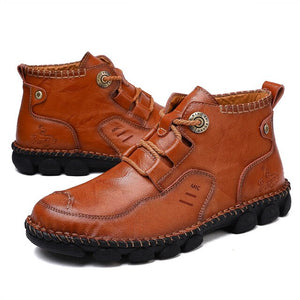 Men's Shoes - Autumn Winter Cow Split Leather Motorcycle Footwear Ankle Boots