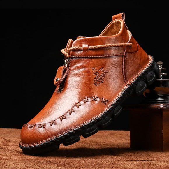 Kaaum Men's Autumn Winter Cow Split Leather Boots