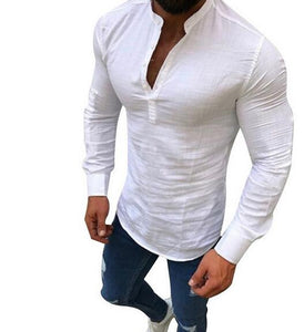 Kaaum Men's Solid Color Shirt Long Sleeve
