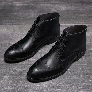 Bullock Carved Safety Ankle Boots Men Casual Leather Mens Shoes