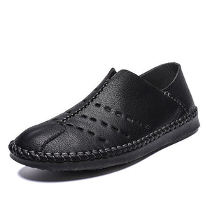 Kaaum-2020 New Spring Breathable Leather Shoes Comfortable Casual Shoes Slip-on Loafers Summer Driving Shoes
