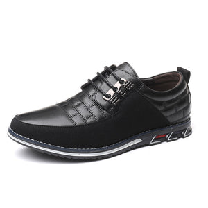 Kaaum-Leather Men's Casual Shoes Breathable Lace Up Oxford Shoes Business Dress Wedding