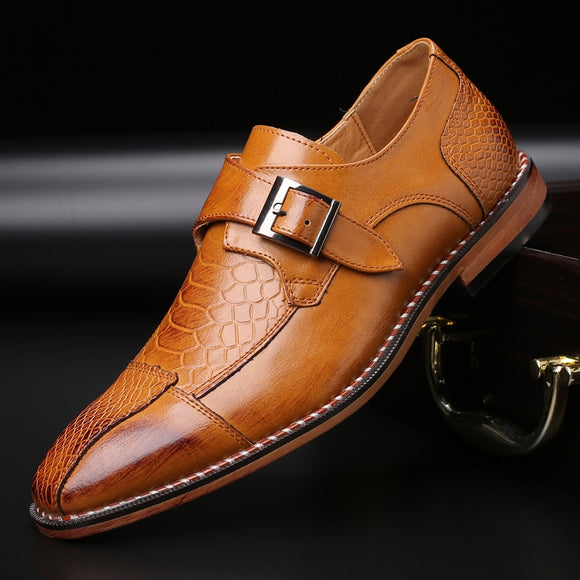 Kaaum Classic Crocodile Pattern Men Business Dress Shoes