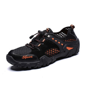 Men Hiking Shoes Breathable Lace up Nonslip Men Outdoor Trekking Sneaker