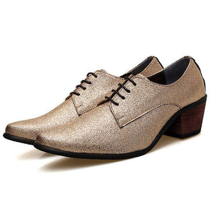 Lace-Up Pointed Toe Gold Silver Dress Shoes