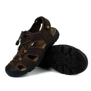 Kaaum Men's Leather Summer Outdoor Beach Sandals