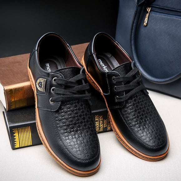 New Men's Leather Casual Shoes Autumn Brand Shoes