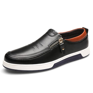 Men Casual Zipper Leather Dress Shoe