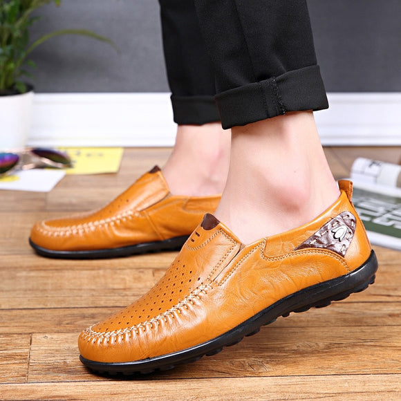 Kaaum Summer Men Leather Casual Loafers