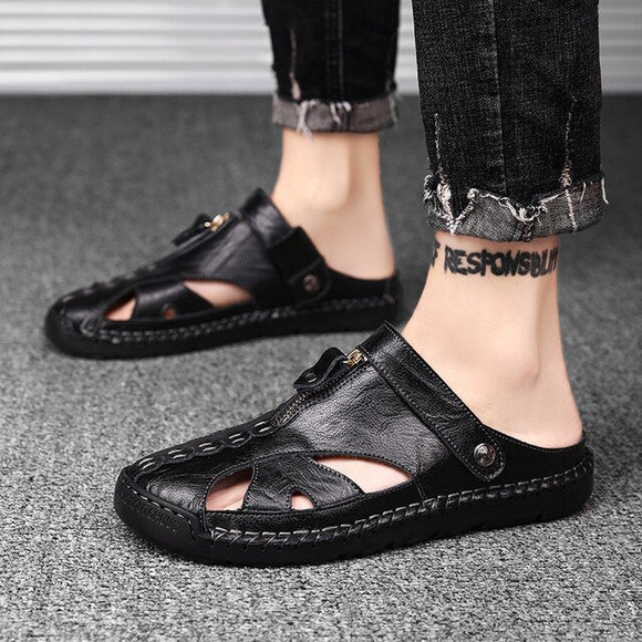 Kaaum Men's Summer Leather Outdoor Sandals