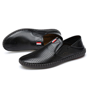 Kaaum Microfiber Leather Shoe Mens Summer Soft-Sole Man Deodorizing Breathable Hollow Walking Shoes