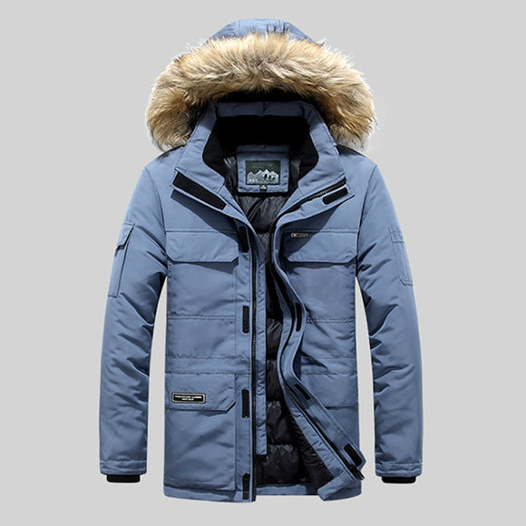 Kaaum Mid-Long Winter Men Casual Windbreaker Jacket