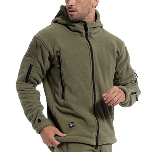 Kaaum Men's Outdoor Sport Warm Hooded Fleece Tactical Jacket