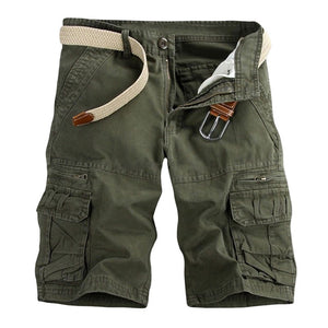 Top Fashion Men Plaid Pockets Cargo Cotton Short Pants