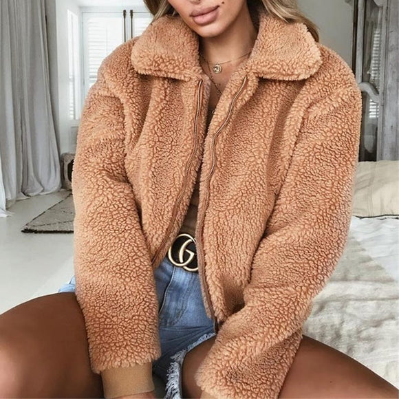 2019 Winter Faux Fur Turn Down Collar Oversize Coats