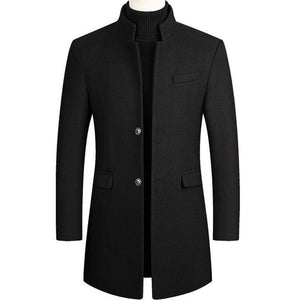 Kaaum Men's Autumn And Winter Slim Fit Stand-up Collar Wool Jacket