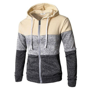 New Fashion Men's Hooded Mix Color Sweatshirts Zipper Coat