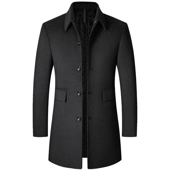 Men's Mid-long Thickening Woolen Trench