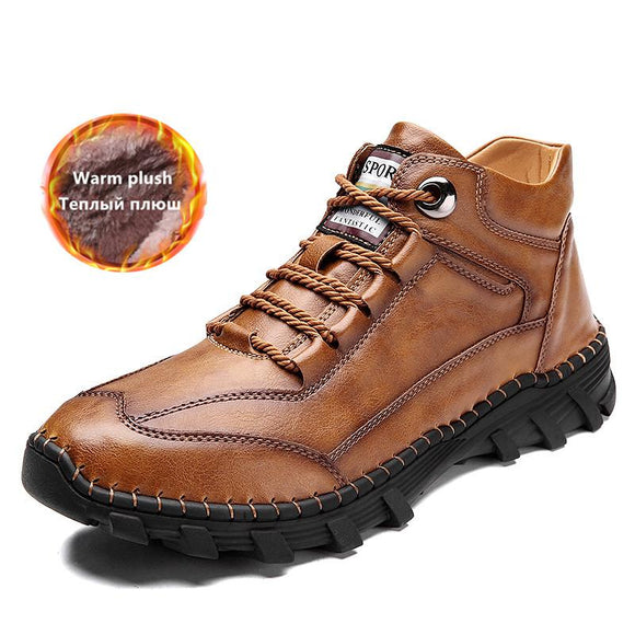 Kaaum Men's Non-slip Handmade Leather Winter Boots