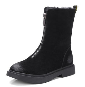 Women Boots - Fashion Zip Open Outdoor Leather Cute Boots