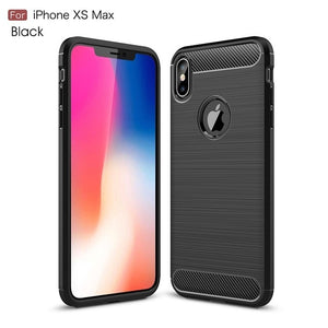 Phone Case - Luxury Carbon Fiber Soft Silicone Shockproof Phone Case For iPhone XS/XR/XS Max 8/7 Plus