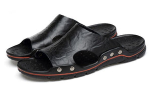 New Summer Leisure Leather Mens Slippers