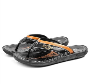 Men's Shoes - Men's Beach Leather Flip-flops