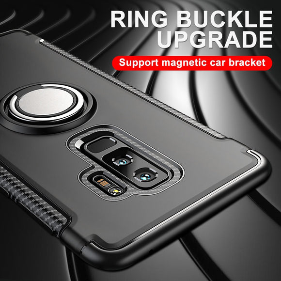 Luxury Shockproof Metal Ring Holder Silicone Armor Case For Samsung S6 S7 S8 edge Plus Note 8 9