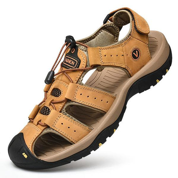Kaaum Men's Roman Style Genuine Leather Casual Plus Size Sandals