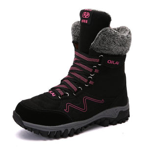 Women New High Quality Leather Suede Winter Keep Warm Lace-up Waterproof Snow Boots