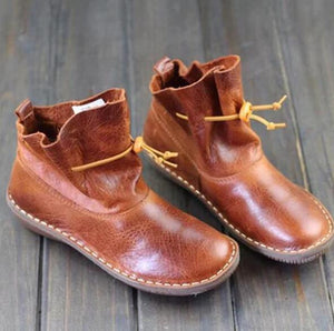 Shoes -  Women's Genuine Leather Retro Boots