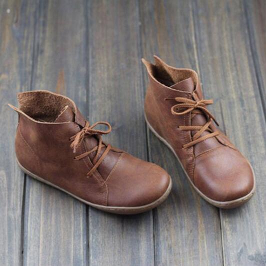 Shoes - Women's Genuine Leather Retro Boots