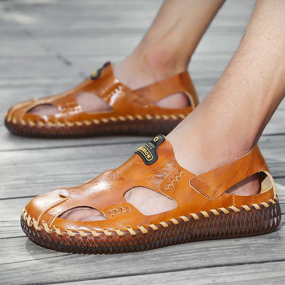 Kaaum Retro Handmade Leather Summer Beach Sandals