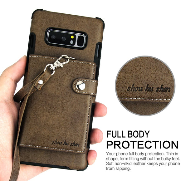 Retro PU Leather Case For Samsung Galaxy S8 S9+ Note 8 9