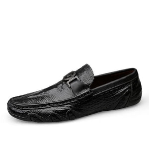 men genuine leather slip-on moccasins handmade crocodile skin loafer