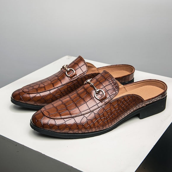 Fashion Crocodile Leather Men Slippers
