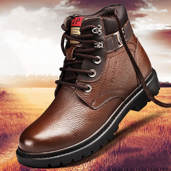Fashion Genuine Leather Men High-Cut Boots
