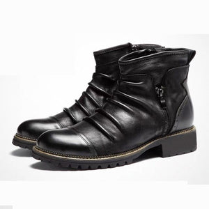 New Autumn Men Leather Retro Zipper Ankle Boots