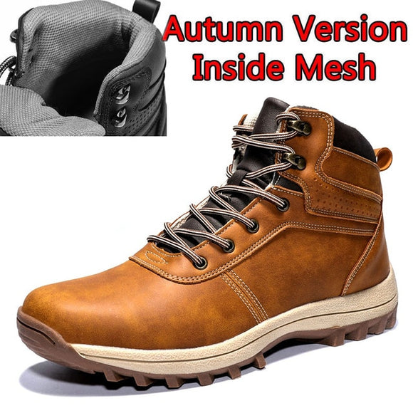 Men Work Boots Genuine Leather Lace-up Vintage Boots