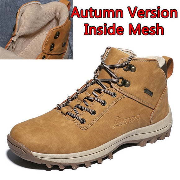 Men Work Boots Genuine Leather Lace-up Boots