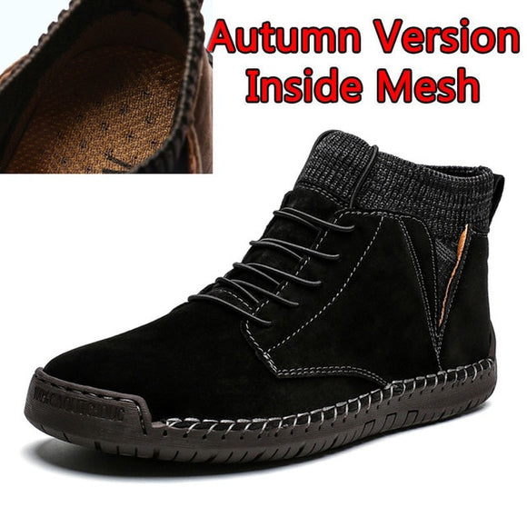Men Work Boots Lace-up Casual Non-slip Wearable Shoes